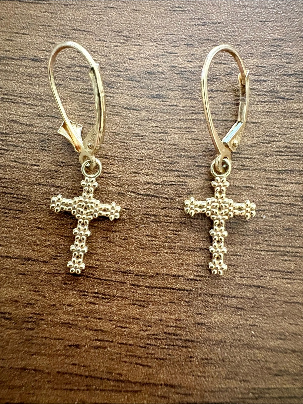 Gold Cross Drop Earrings - Women's Religious Jewelry